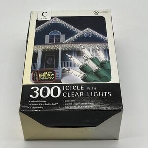 NOS Vintage Lights in Box 300 Mini Icicle Lights C Clear
